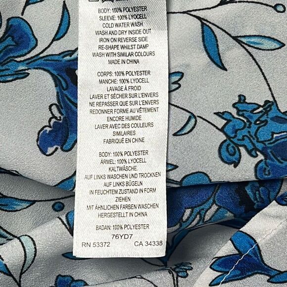 New French Connection Blue Floral Raglan Sleeve Blouse Size Small (315) - Picture 9 of 10